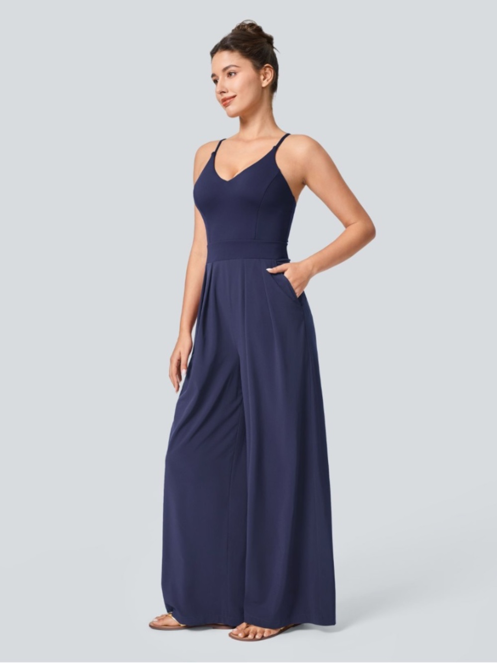 Halara Breezeful™ Backless Wide Leg Quick Dry Resort Slip NWT
